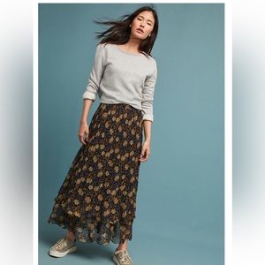 ANTHROPOLOGIE: Pleated Floral Skirt